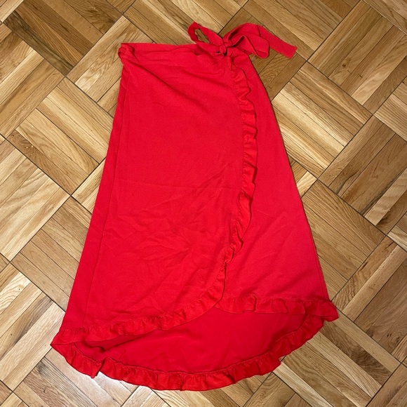 Ellejay Red Emma Wrap Ruffle Skirt - Picture 2 of 6